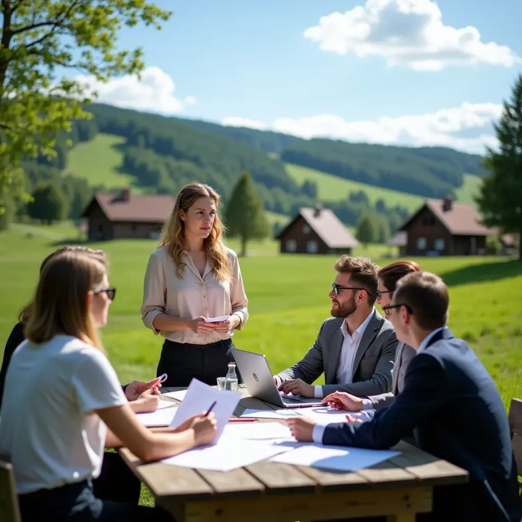 Discuții între experți pe teme de strategie și inovație în afaceri.