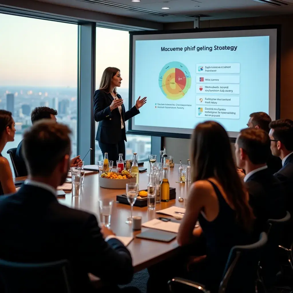 Plan de acțiune vizualizat pe un tablă interactivă în timpul unei sesiuni de brainstorming.